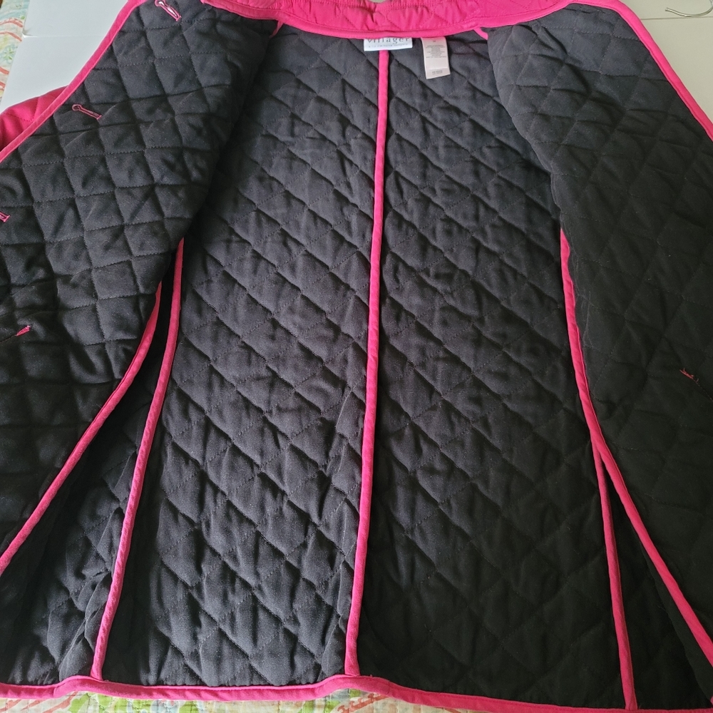 Villager by Liz Claiborne pink quilted jacket size M button front lightweight - Picture 6 of 10